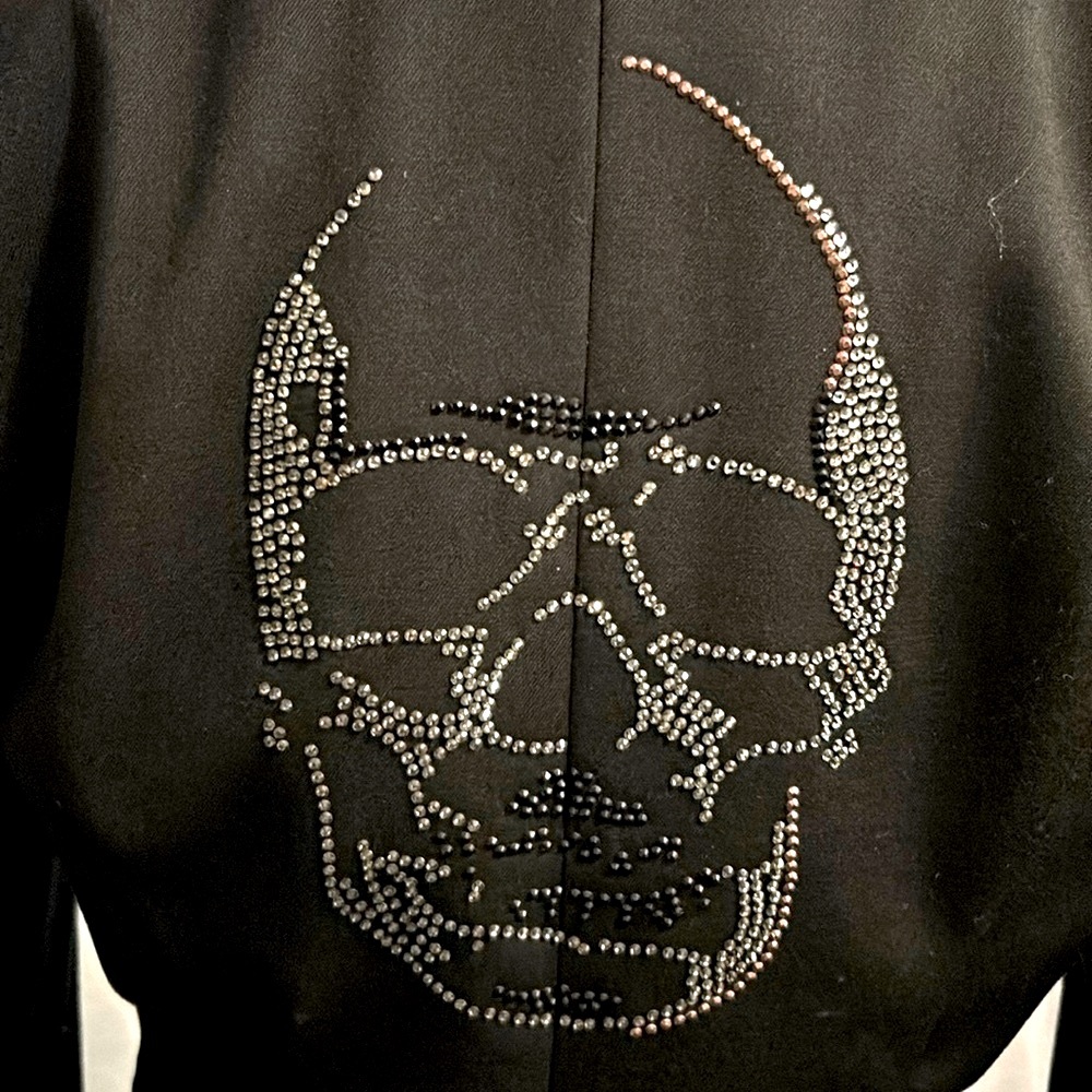 🔥NWOT🔥GLAMOUR🔥CAMPAIGN🔥by Fred Naggar Black Blazer/Swarovski Crystal Skull - Picture 5 of 14